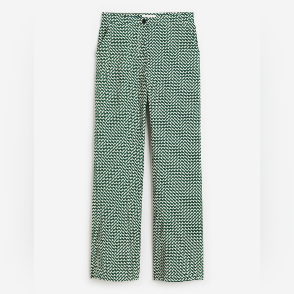 H&M&m Set Oversized Resort Shirt & Pants Green Zigzag  Green Patterned XS/8